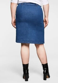 Sheego Stretch-Jeansrock In A-Linie Mit Blütenstickerei 11 Sheego Stretch-Jeansrock In A-Linie Mit Blütenstickerei -Sommertraum Mode 13230400327 045HX 00 SH