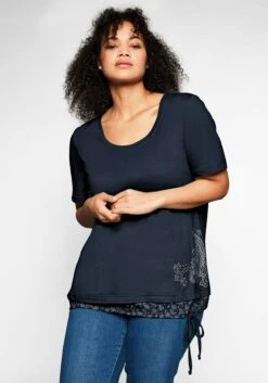 Sheego Shirt In 2-in-1-Optik Mit Print Und Tunnelzug -Sommertraum Mode 13877500018 04AM0 00 SH