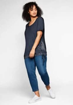 Sheego Shirt In 2-in-1-Optik Mit Print Und Tunnelzug -Sommertraum Mode 13877500018 04AM1 00 SH