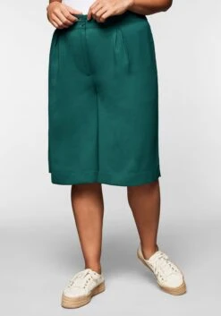 Sheego Bermudas Aus Crêpe, Mit Weitem Bein Und Kellerfalte