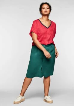 Sheego Bermudas Aus Crêpe, Mit Weitem Bein Und Kellerfalte -Sommertraum Mode 13889800164 03VKT 01 SH