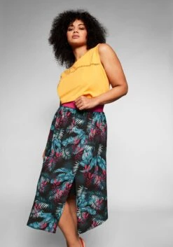 Sheego Wadenlanger Rock Mit Hohem Seitlichem Schlitz -Sommertraum Mode 13932200377 03V48 00 SH