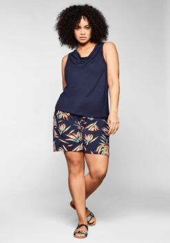 Sheego Top Mit Wasserfallkragen Und Gummibund -Sommertraum Mode 13965000018 03VXJ 01 SH