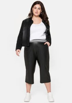 Sheego 3/4-Hose In Lederoptik, Mit Schlupfbund