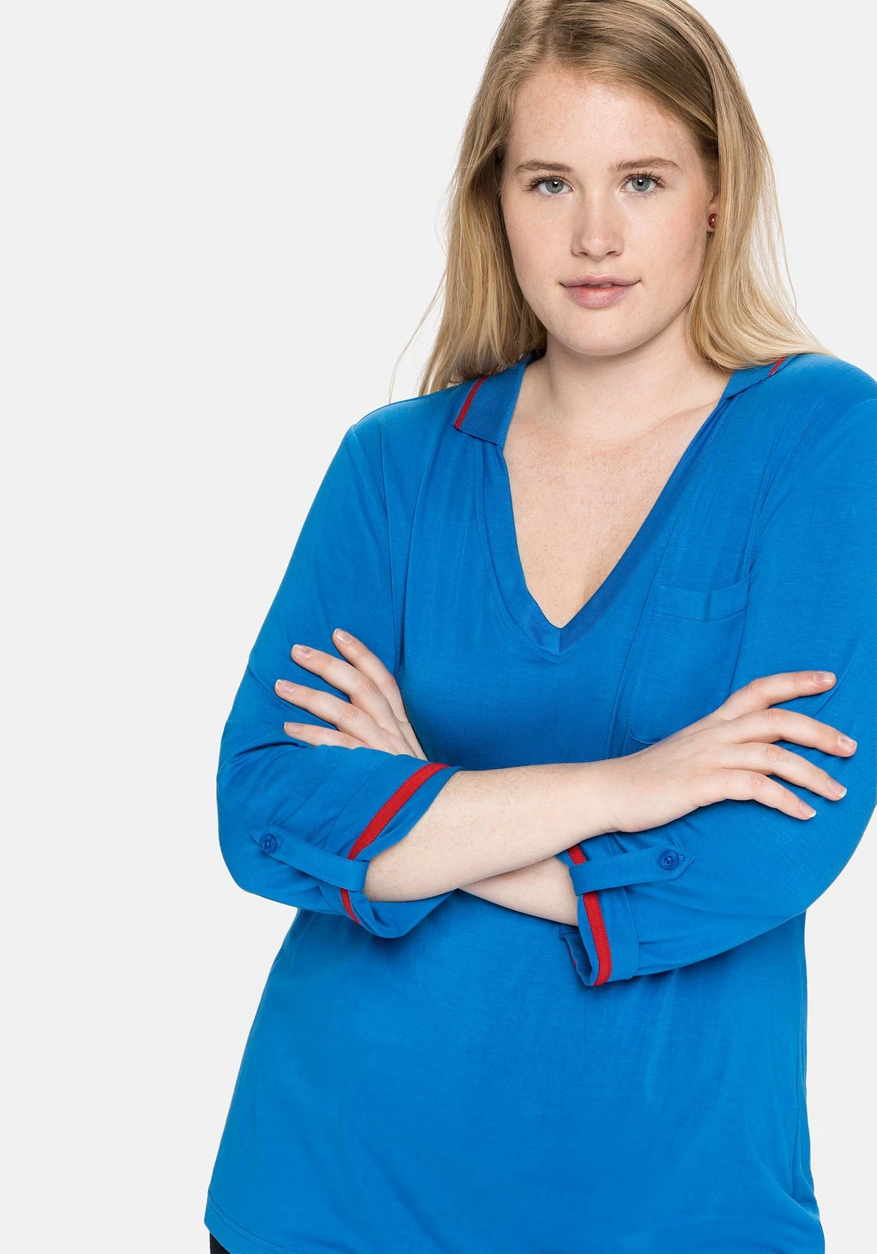 Sheego Poloshirt Mit Farbigen Akzenten Und 7/8-Ärmel 8 Sheego Poloshirt Mit Farbigen Akzenten Und 7/8-Ärmel – Bild 6