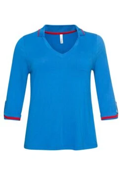 Sheego Poloshirt Mit Farbigen Akzenten Und 7/8-Ärmel 10 Sheego Poloshirt Mit Farbigen Akzenten Und 7/8-Ärmel -Sommertraum Mode 14038800051 043R5 00 SH