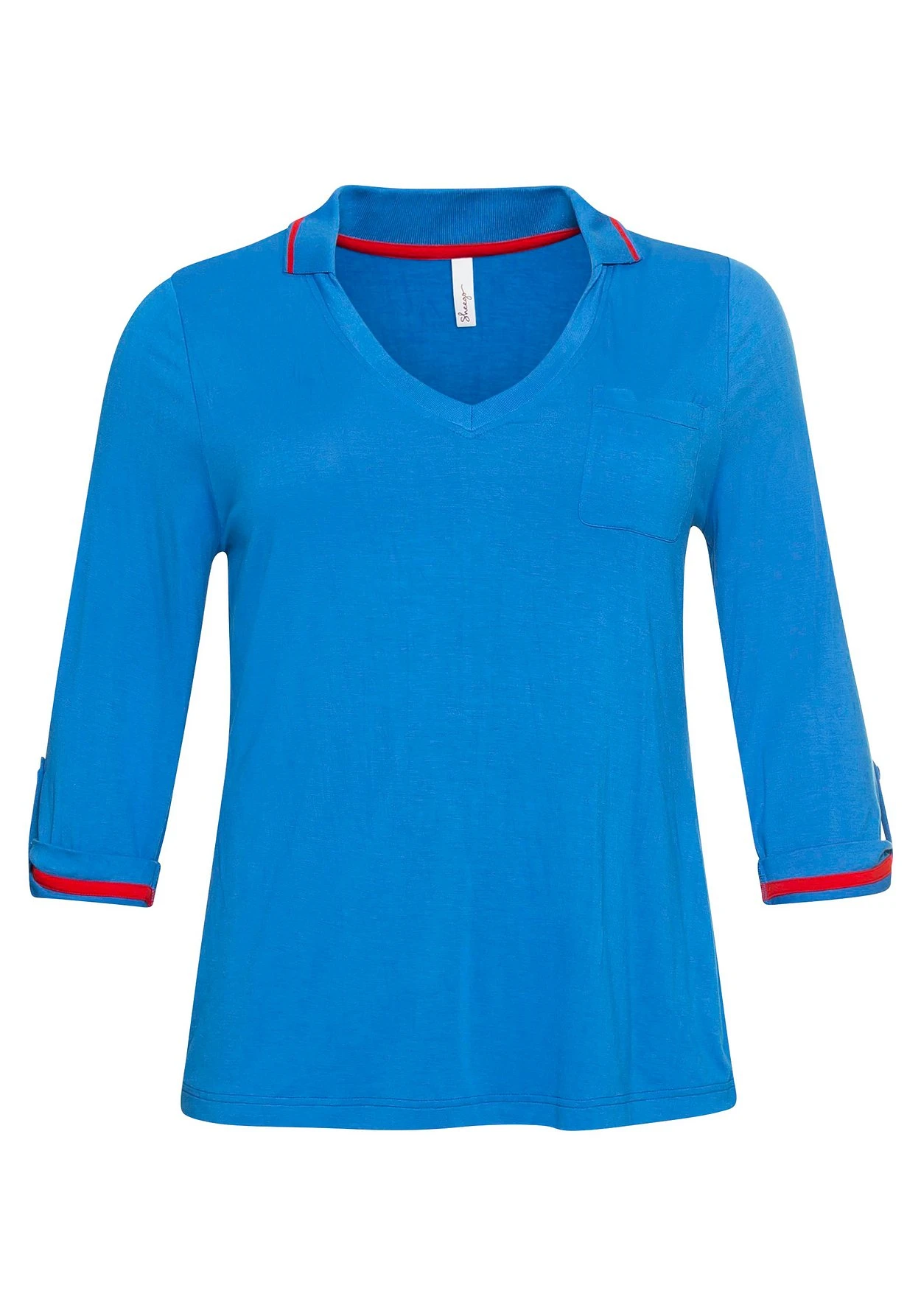 Sheego Poloshirt Mit Farbigen Akzenten Und 7/8-Ärmel 5 Sheego Poloshirt Mit Farbigen Akzenten Und 7/8-Ärmel – Bild 3