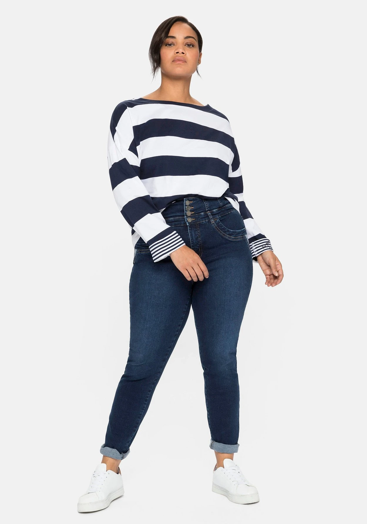 Sheego Langarmshirt Mit Blockstreifen Und U-Boot-Ausschnitt 6 Sheego Langarmshirt Mit Blockstreifen Und U-Boot-Ausschnitt – Bild 4