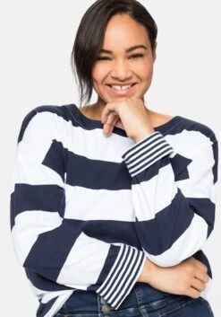 Sheego Langarmshirt Mit Blockstreifen Und U-Boot-Ausschnitt 12 Sheego Langarmshirt Mit Blockstreifen Und U-Boot-Ausschnitt -Sommertraum Mode 14039900018 043M5 02 SH