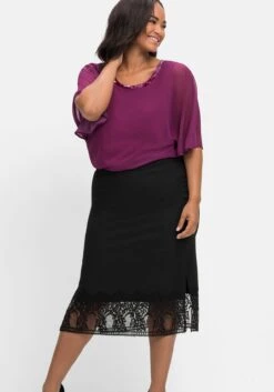 Sheego Schmaler Rock Mit Breiter Spitze Am Saum, Wadenlang 15 Sheego Schmaler Rock Mit Breiter Spitze Am Saum, Wadenlang -Sommertraum Mode 14087900289 04IJ0 02 SH