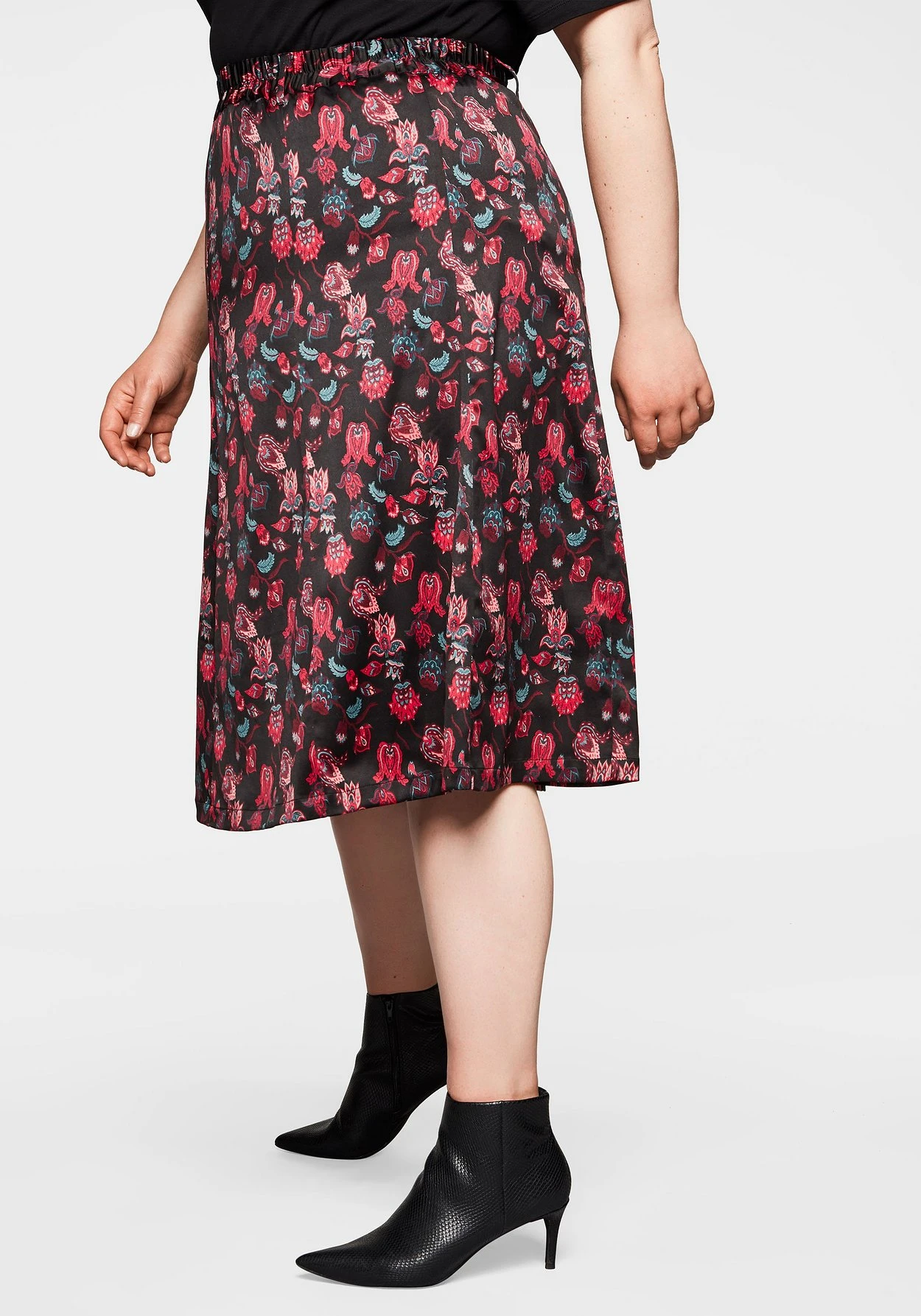 Sheego Bahnenrock Aus Pannesamt, Mit Blumendruck 4 Sheego Bahnenrock Aus Pannesamt, Mit Blumendruck – Bild 2