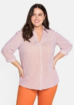 Sheego Bluse Mit Streifen Und V-Ausschnitt