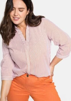 Sheego Bluse Mit Streifen Und V-Ausschnitt 12 Sheego Bluse Mit Streifen Und V-Ausschnitt -Sommertraum Mode 14172701915 0496A 02 SH