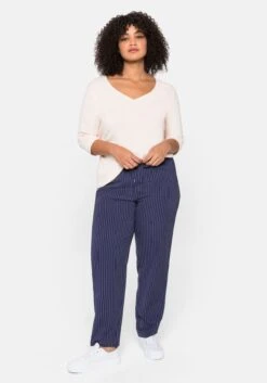 Sheego Joggpants Mit Nadelstreifen Und Bindeband -Sommertraum Mode 14175700504 048E7 02 SH