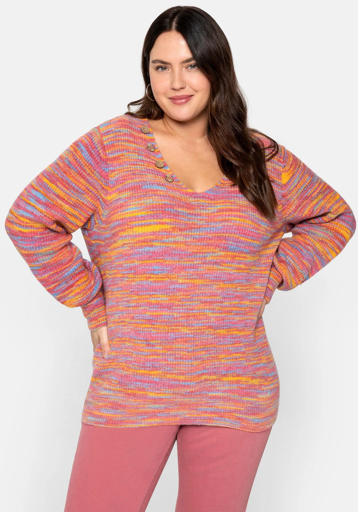 Multicolor-Strickpullover Mit V-Ausschnitt 3 Multicolor-Strickpullover Mit V-Ausschnitt