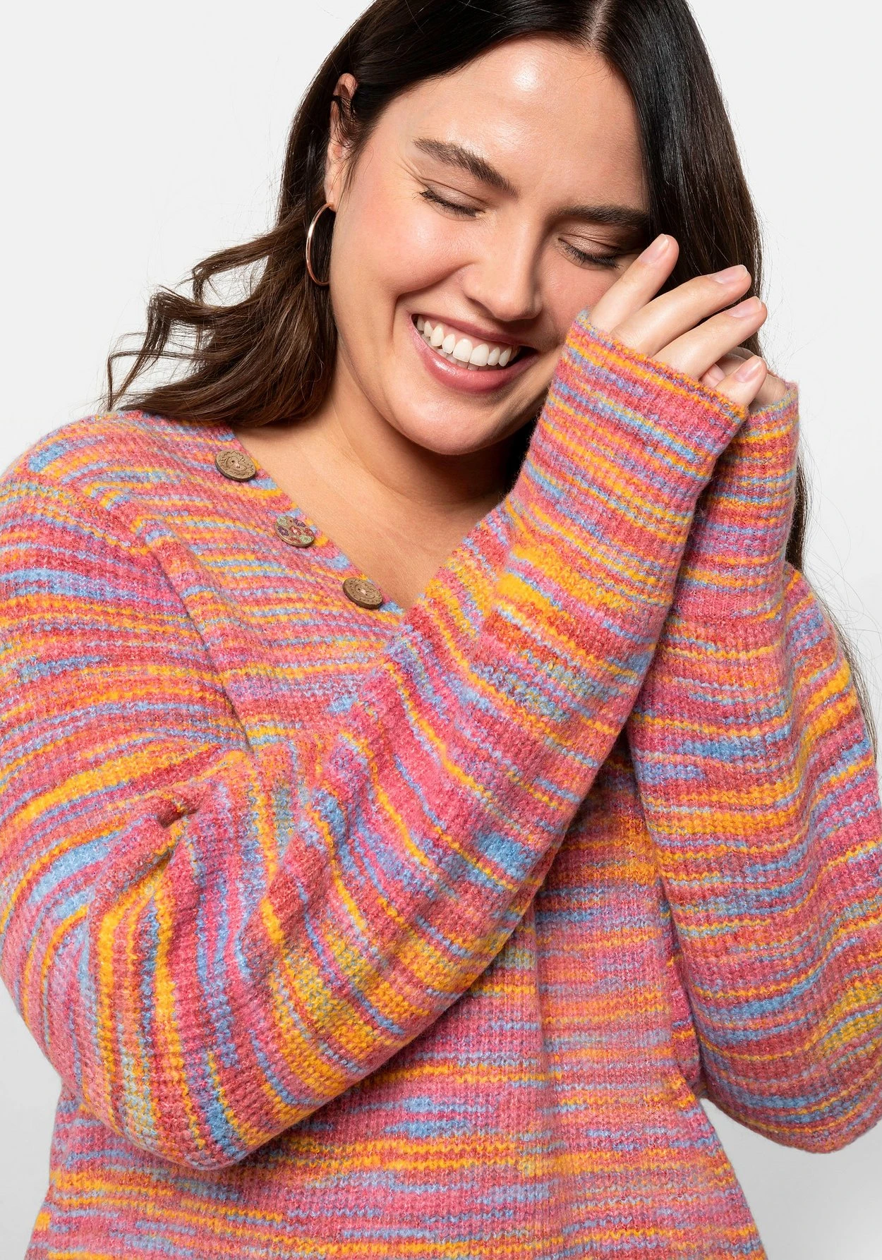 Multicolor-Strickpullover Mit V-Ausschnitt 8 Multicolor-Strickpullover Mit V-Ausschnitt – Bild 6