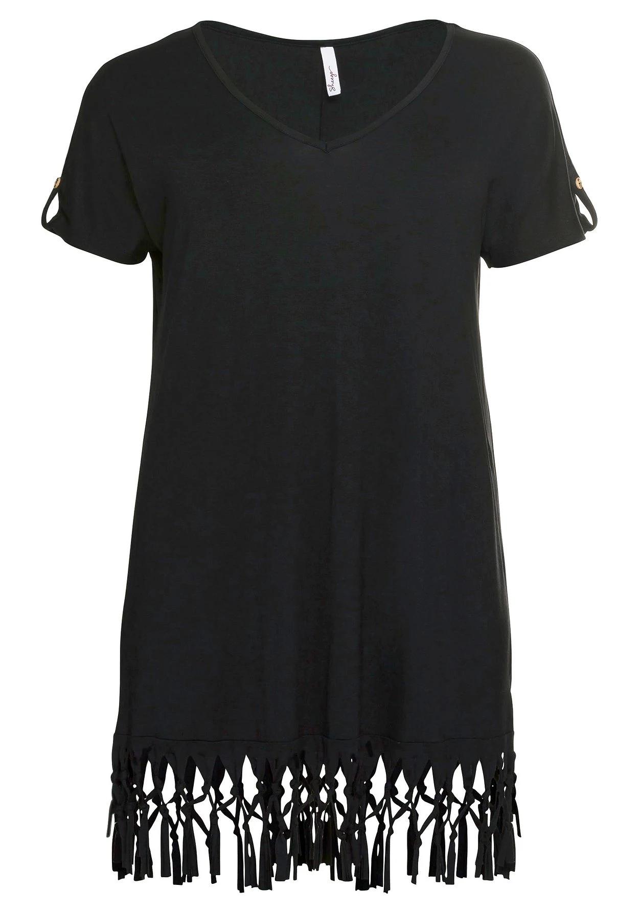 Sheego Strandshirt In Longform, Mit Fransen Am Saum 5 Sheego Strandshirt In Longform, Mit Fransen Am Saum – Bild 3