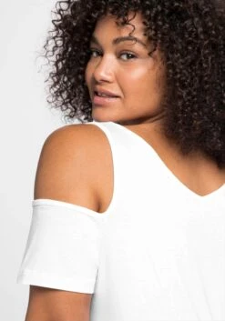 Sheego Strandshirt Mit V-Ausschnitt, Im Schulterfreien Look -Sommertraum Mode 14268700010 049WQ 02 SH