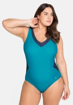 Sheego Badeanzug Mit Kontrasteinsätzen Und Shaping-Effekt