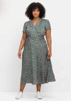 Blusenkleid In Maxilänge, Mit Floralem Druck