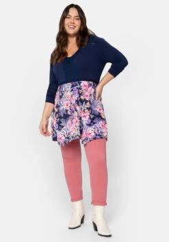 Longshirt Im Mustermix, Mit Spitzeneinsätzen