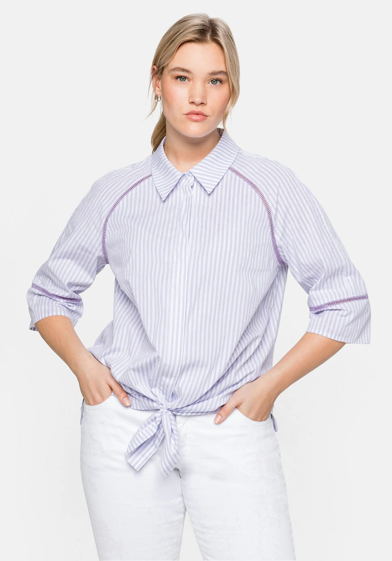 Sheego Hemdbluse Mit Streifen Und Lochmusterdetails 3 Sheego Hemdbluse Mit Streifen Und Lochmusterdetails