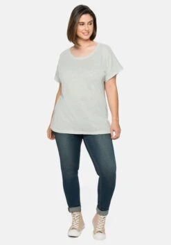 Sheego Shirt Mit Ausbrennermuster, Leicht Transparent -Sommertraum Mode 14385802066 04BJ3 02 SH