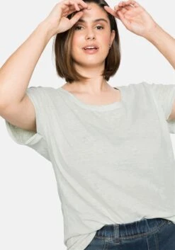 Sheego Shirt Mit Ausbrennermuster, Leicht Transparent -Sommertraum Mode 14385802066 04BJ5 02 SH