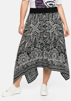 Midirock Mit Alloverdruck, In Zipfelform