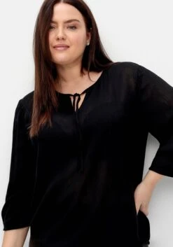 Sheego Tunika AusCrêpe, Mit Bindeband Am Ausschnitt 13 Sheego Tunika AusCrêpe, Mit Bindeband Am Ausschnitt -Sommertraum Mode 14393700289 04PY2 02 SH