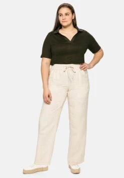 Sheego Leinenhose Mit Elastischem Bund Und Bindeband -Sommertraum Mode 14395500211 04CCX 02 SH