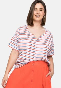 Sheego Shirt Mit Garngefärbten Ringeln 13 Sheego Shirt Mit Garngefärbten Ringeln -Sommertraum Mode 14400501915 04DQM 02 SH