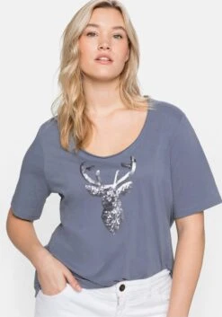 Sheego Shirt Im Trachtenlook, Mit Pailletten -Sommertraum Mode 14405300024 04CSB 02 SH