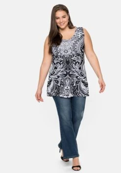 Longtop Mit Blumendruck, In Leichter A-Linie -Sommertraum Mode 14409301986 04COT 02 SH