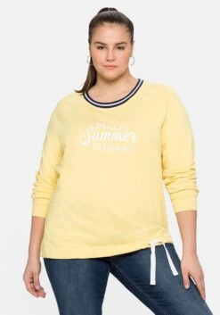 Sheego Sweatshirt Mit Frontdruck Und Kontrast-Rundhals