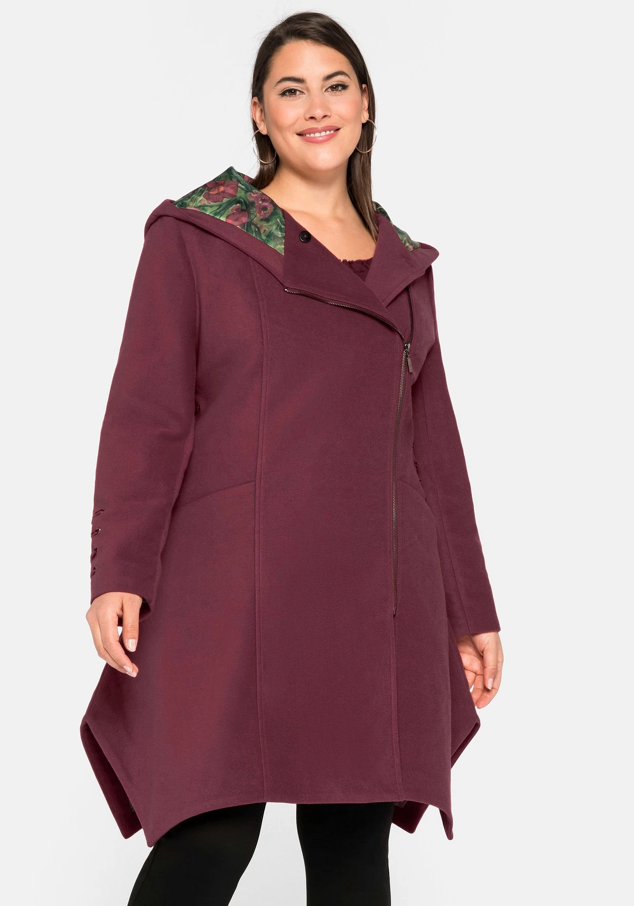 Mantel In Wolloptik, Mit Zipfelsaum 3 Mantel In Wolloptik, Mit Zipfelsaum