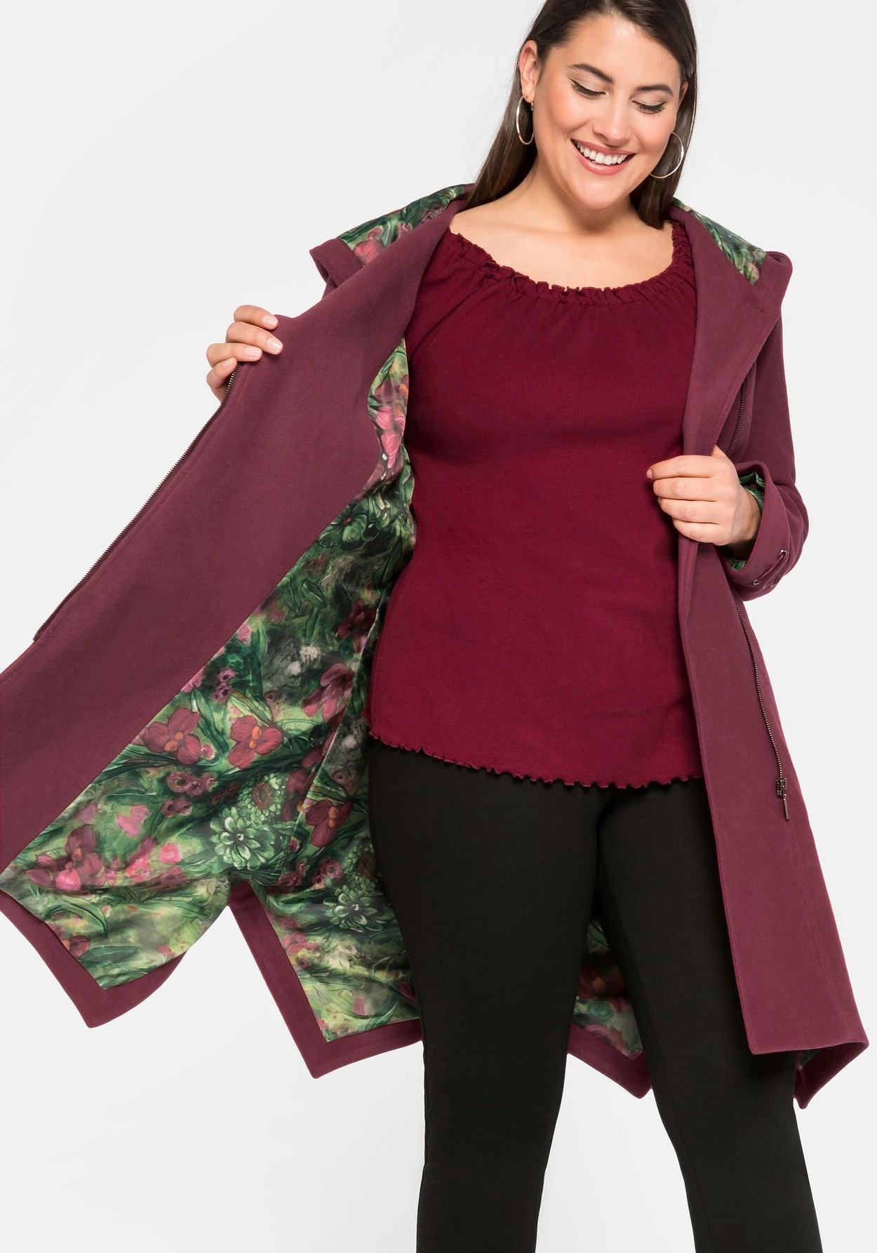 Mantel In Wolloptik, Mit Zipfelsaum 8 Mantel In Wolloptik, Mit Zipfelsaum – Bild 6