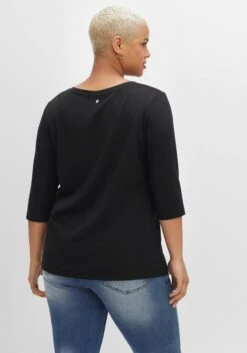 Sheego Shirt Mit Rundhals Und Schlitz, 3/4-Ärmel -Sommertraum Mode 14463700289 04ER1 02 SH