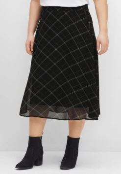 Sheego Karierter Chiffonrock In Midilänge