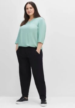 Sheego Twillhose OLIVIA Mit Gürteldetail Und Bundfalten -Sommertraum Mode 14497200289 04GPX 02 SH