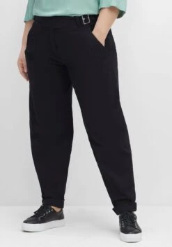 Sheego Twillhose OLIVIA Mit Gürteldetail Und Bundfalten