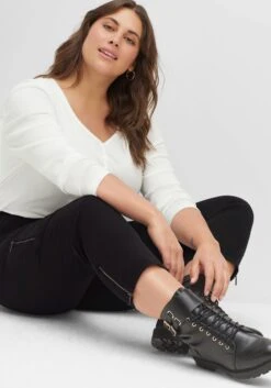 Sheego Schmale Twill-Hose In 7/8-Länge, Mit Zipper-Details -Sommertraum Mode 14497300289 04GHO 02 SH