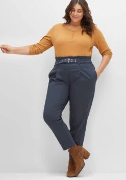 Sheego Hose Im Mom-Fit, Mit Paperbagbund Und Gürtel -Sommertraum Mode 14506300035 04GJH 02 SH