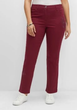 Sheego Gerade Twillhose Mit Dezenter Blumenstickerei