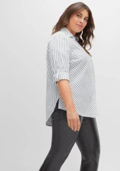 Sheego Gestreifte Hemdbluse Mit Krempelärmeln 12 Sheego Gestreifte Hemdbluse Mit Krempelärmeln -Sommertraum Mode 14509501915 04G6R 02 SH