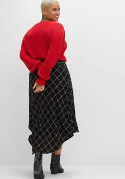 Karierter Rock Mit Gürtel, Hinten Länger Als Vorn 14 Karierter Rock Mit Gürtel, Hinten Länger Als Vorn -Sommertraum Mode 14514401648 04GMA 02 SH