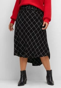 Karierter Rock Mit Gürtel, Hinten Länger Als Vorn 13 Karierter Rock Mit Gürtel, Hinten Länger Als Vorn -Sommertraum Mode 14514401648 04GMC 02 SH