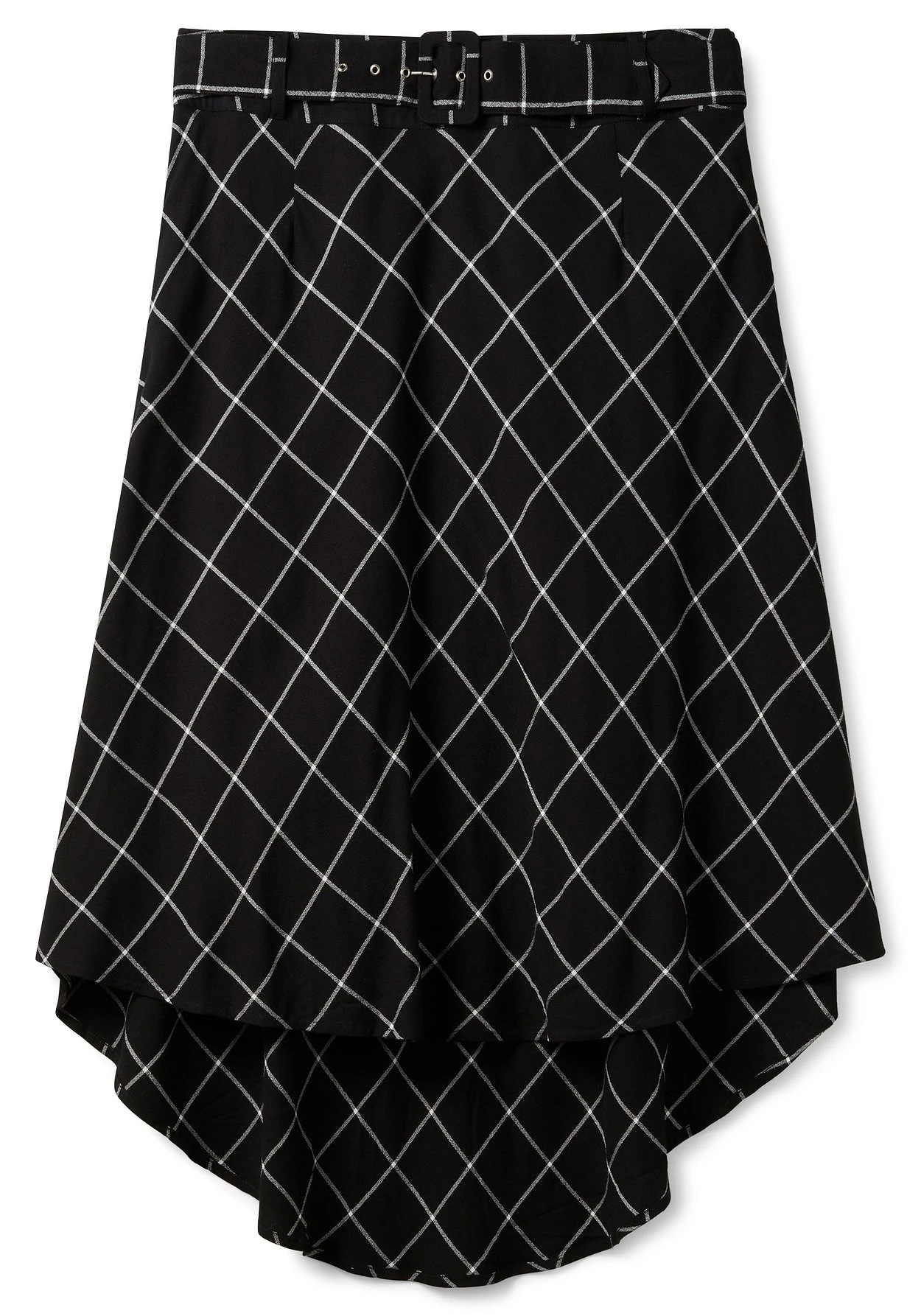 Karierter Rock Mit Gürtel, Hinten Länger Als Vorn 6 Karierter Rock Mit Gürtel, Hinten Länger Als Vorn – Bild 4