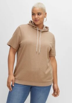 Sheego Shirt Mit Kapuze, Kordel Und Alloverprint