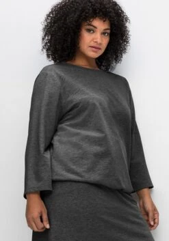 Sheego Sweatshirt Mit Gummibund Und 7/8-Ärmeln -Sommertraum Mode 14544601800 04OKX 02 SH